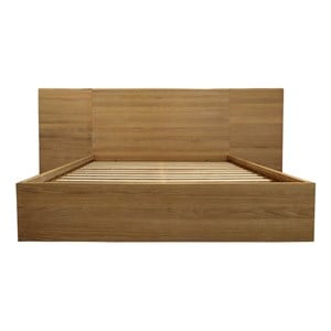 Pemberly Row Oak Wood Platform California King Bed with Wings in Natural