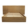 Pemberly Row Oak Wood Platform Queen Bed with Wings in Natural Finish