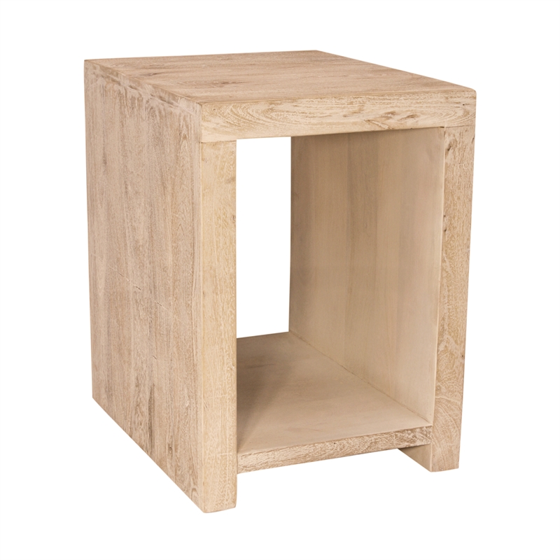 Pemberly Row 3-Piece Solid Mango Wood Coffee and End Table Set in Brushed White