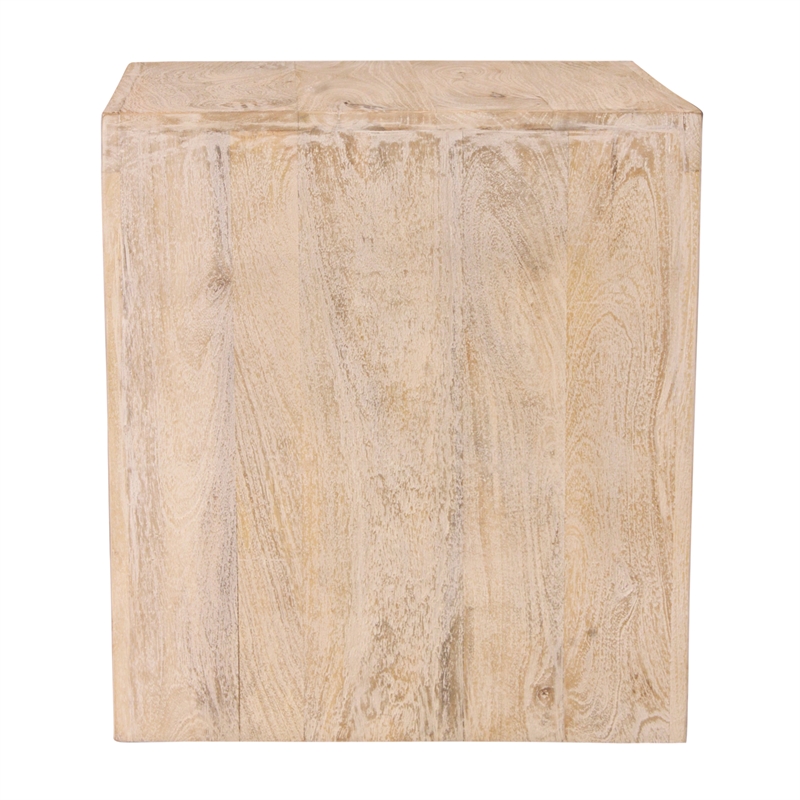 Pemberly Row 3-Piece Solid Mango Wood Coffee and End Table Set in Brushed White
