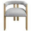 Pemberly Row Solid Rubberwood Dining Arm Chair in Silver Boucle Fabric
