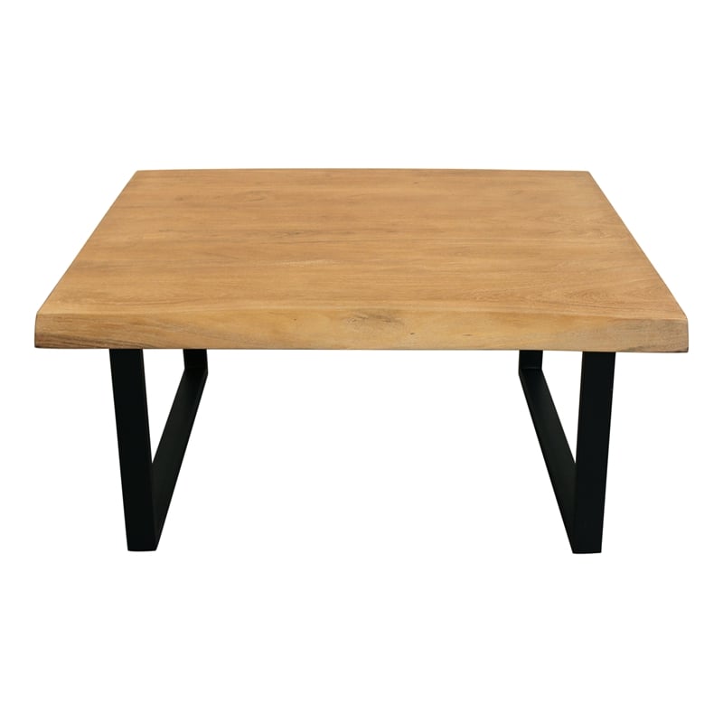Pemberly Row Solid Acacia Wood Live Edge Square Coffee Table in Natural