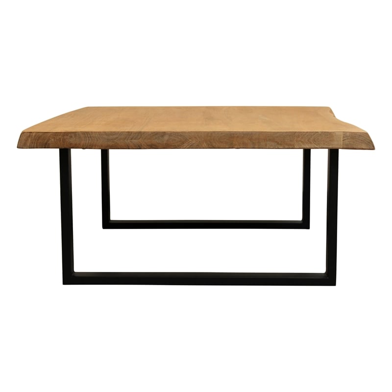 Pemberly Row Solid Acacia Wood Live Edge Square Coffee Table in Natural