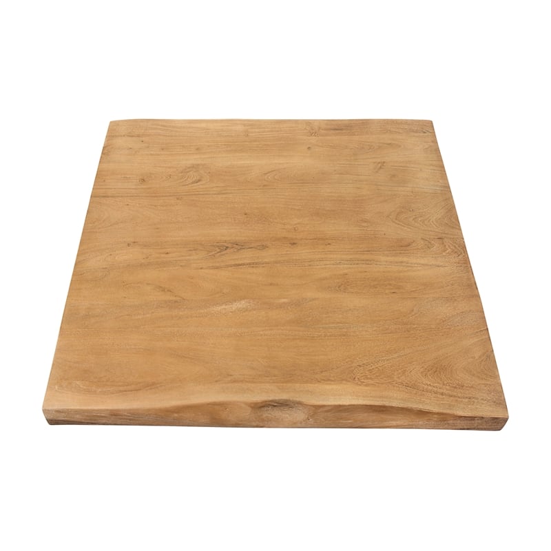Pemberly Row Solid Acacia Wood Live Edge Square Coffee Table in Natural