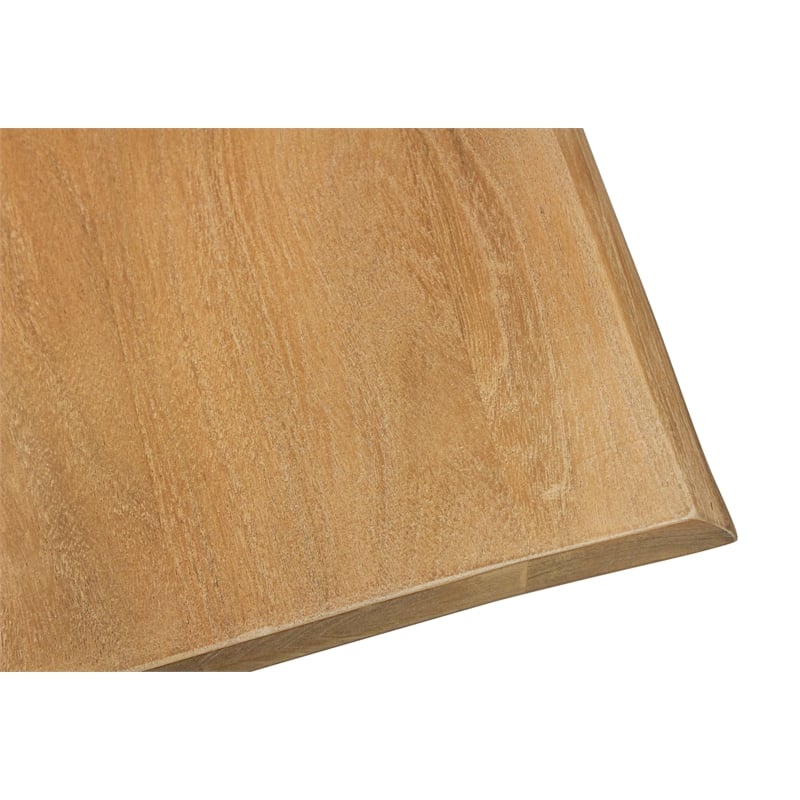 Pemberly Row Solid Acacia Wood Live Edge Square Coffee Table in Natural