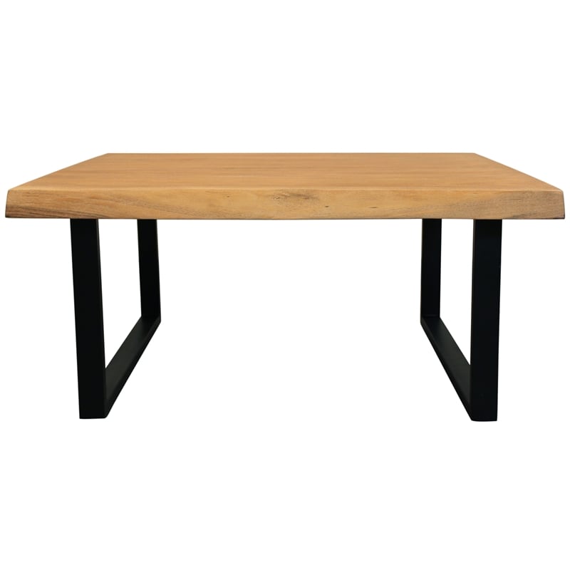 Pemberly Row Solid Acacia Wood Live Edge Square Coffee Table in Natural