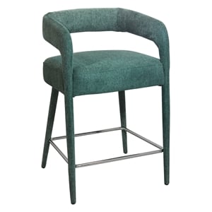 Pemberly Row 35&quot Comfy Cushioned Metal Counter Chair in Teal Linen