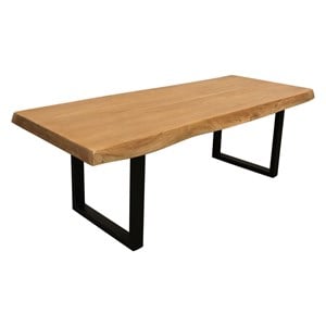 Pemberly Row 70&quot Solid Acacia Wood Live Edge Coffee Table in Natural