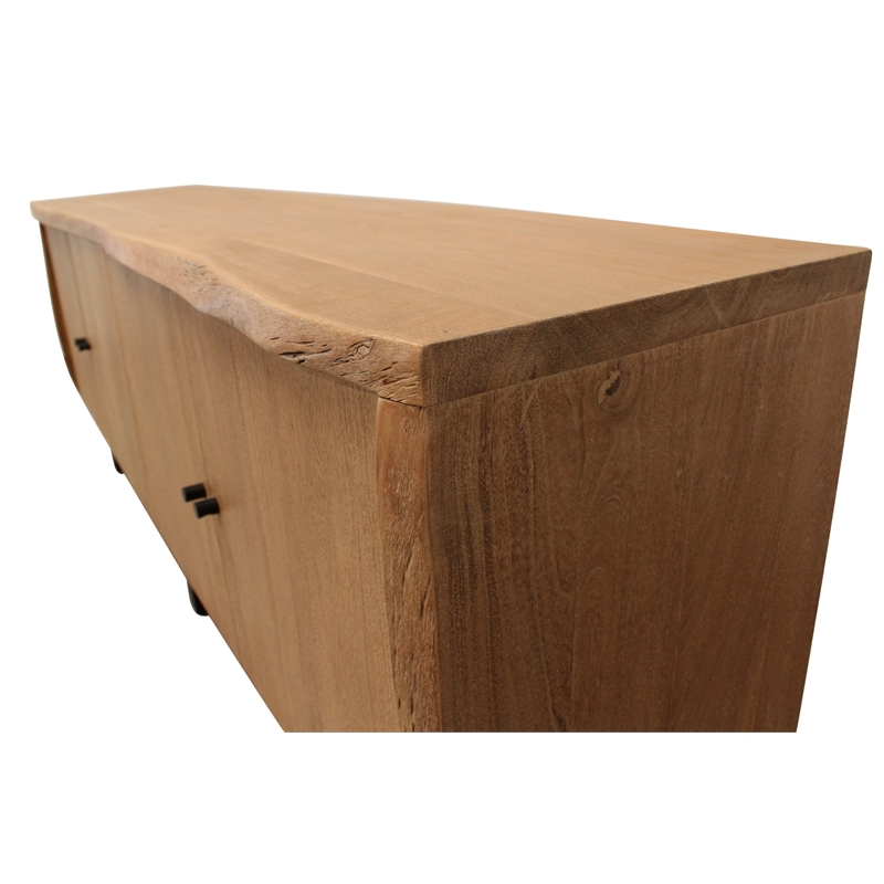 Pemberly Row Solid Acacia Wood Live Edge Credenza Sideboard in Natural