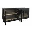 Pemberly Row 4-Door Solid Oak Wood Sideboard in Dark Brown Finish