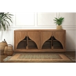 Pemberly Row 4-Door Solid Acacia Wood Sideboard in Natural Finish