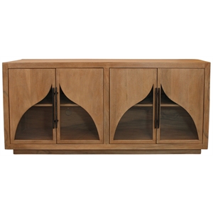 Pemberly Row 4-Door Solid Acacia Wood Sideboard in Natural Finish