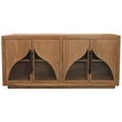 Pemberly Row 4-Door Solid Acacia Wood Sideboard in Natural Finish