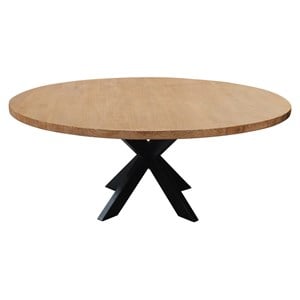 Pemberly Row 60&quot Round Solid Mango Wood Dining Table in Natural Finish