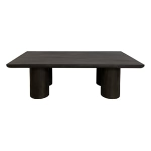 Pemberly Row Solid Mango Wood Rectangular Coffee Table in Dark Brown