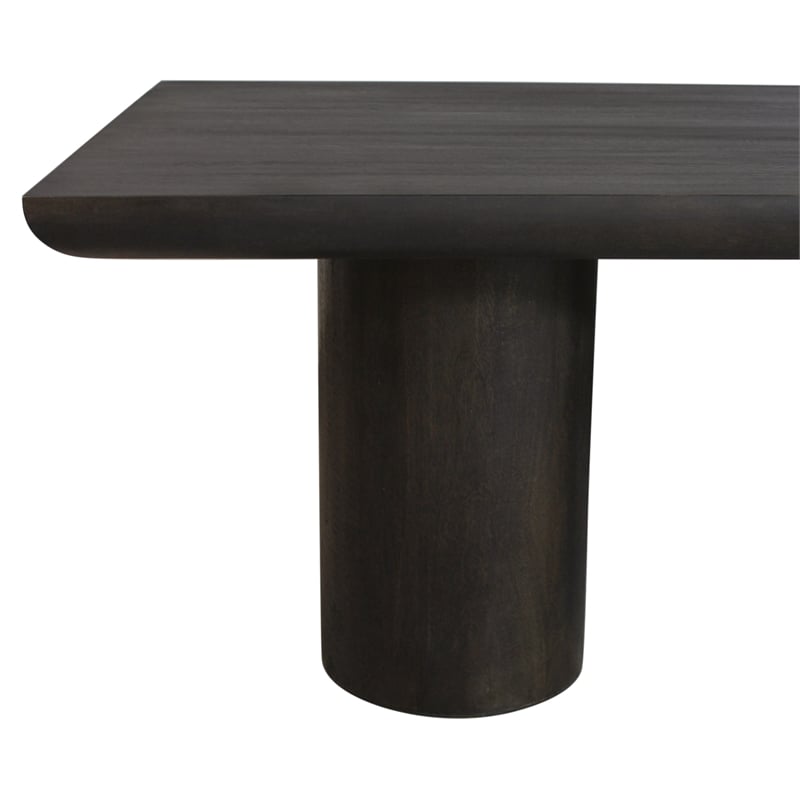 Pemberly Row Solid Mango Wood Rectangular Coffee Table in Dark Brown