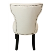 Pemberly Row Linen Fabric Side Chair in Ivory with Antique Brown (Set of 2)