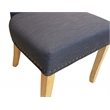 Pemberly Row Linen Fabric Side Chair in Blue with Natural Legs (Set of 2)