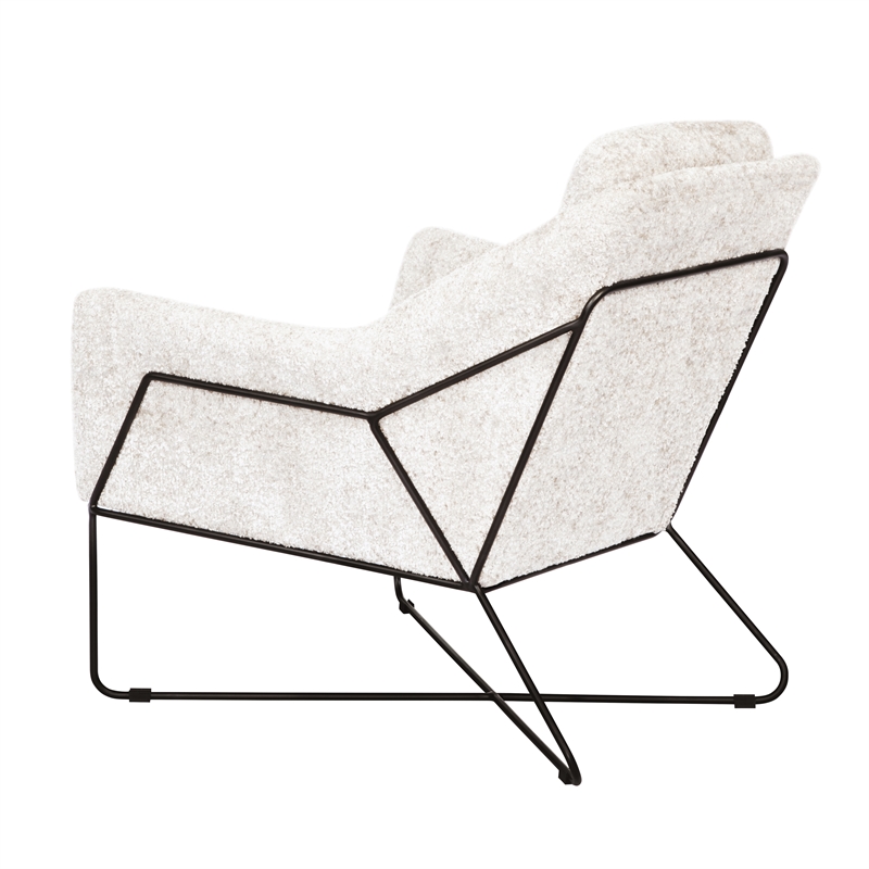 Pemberly Row Lounge Chair in Boucle Ivory Fabric with Toughened Iron Frame