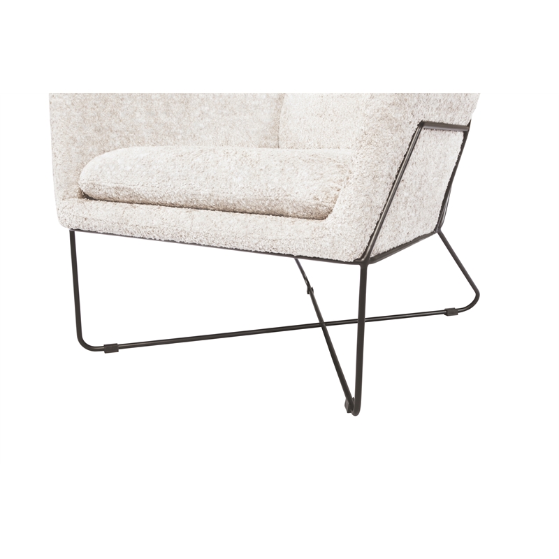 Pemberly Row Lounge Chair in Boucle Ivory Fabric with Toughened Iron Frame