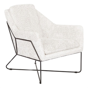 Pemberly Row Lounge Chair in Boucle Ivory Fabric with Toughened Iron Frame