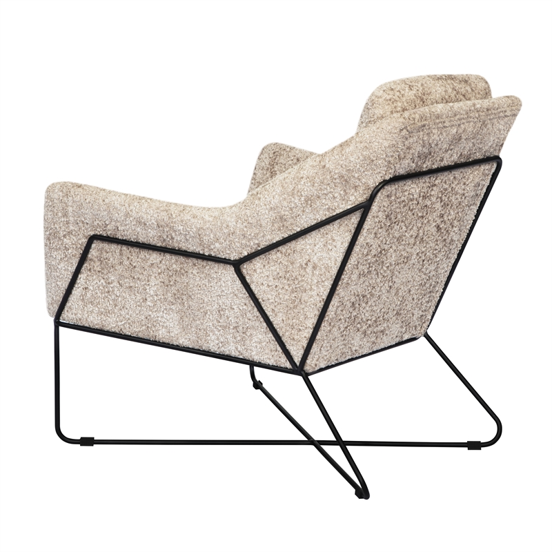 Pemberly Row Lounge Chair in Boucle Beige Fabric with Toughened Iron Frame