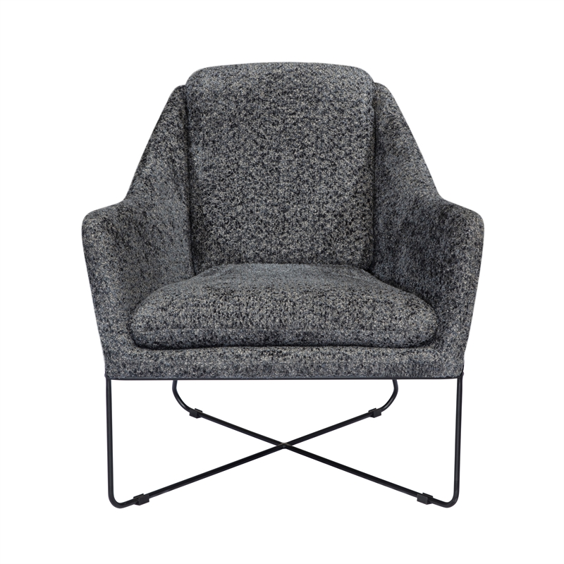 Pemberly Row Lounge Chair in Boucle Charcoal Blue with Toughened Iron Frame