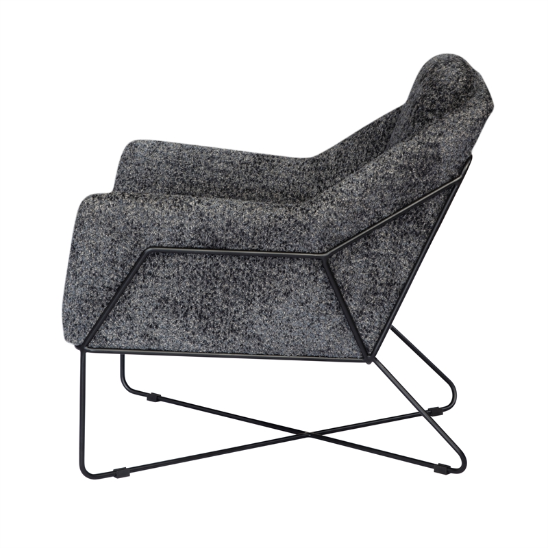 Pemberly Row Lounge Chair in Boucle Charcoal Blue with Toughened Iron Frame