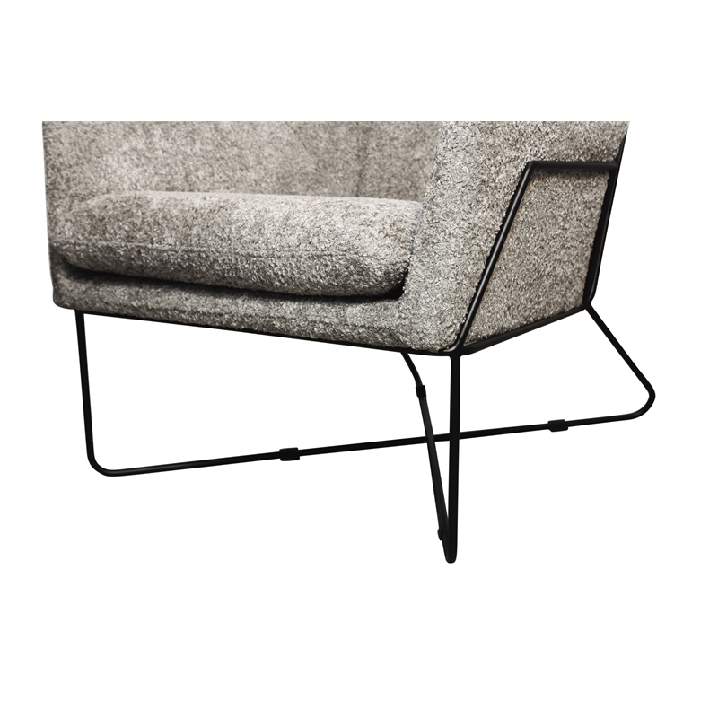 Pemberly Row Lounge Chair in Boucle Silver Fabric with Toughened Iron Frame