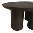 Pemberly Row Solid Mango Wood Round Coffee Table in Dark Brown Finish