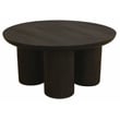 Pemberly Row Solid Mango Wood Round Coffee Table in Dark Brown Finish