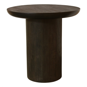 Pemberly Row 24&quot Solid Mango Wood Round End Table in Dark Brown Finish