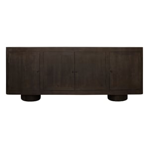 Pemberly Row Solid Mango Wood 4-Door Sideboard in Dark Brown Finish