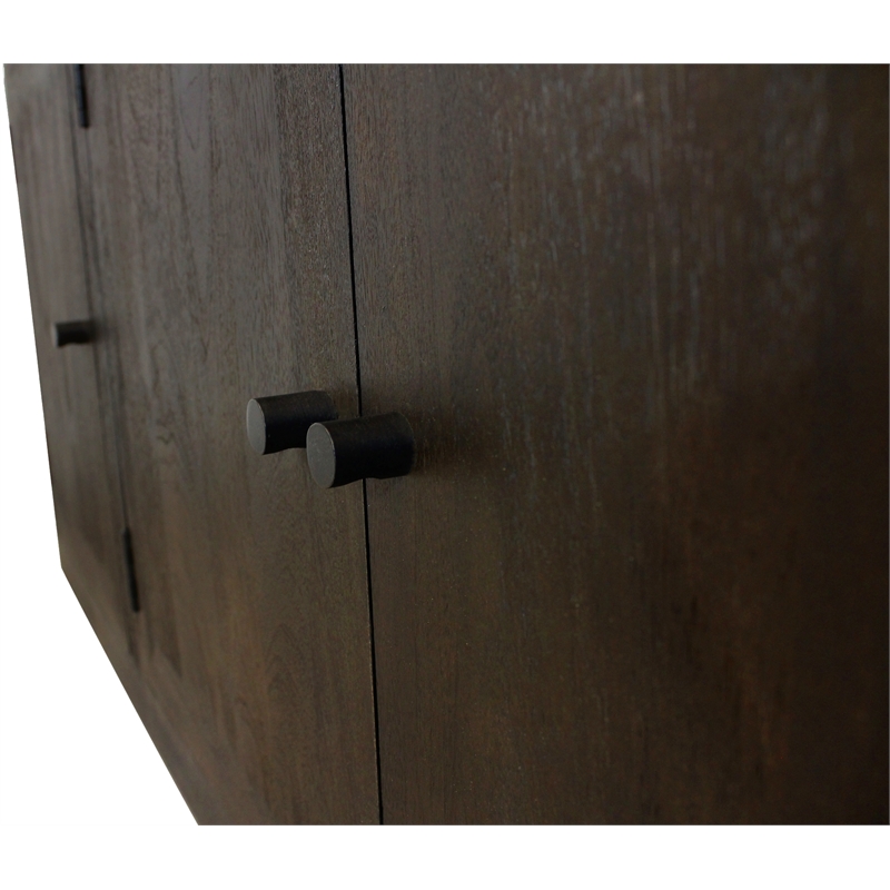 Pemberly Row Solid Mango Wood 6-Door Sideboard in Dark Brown Finish
