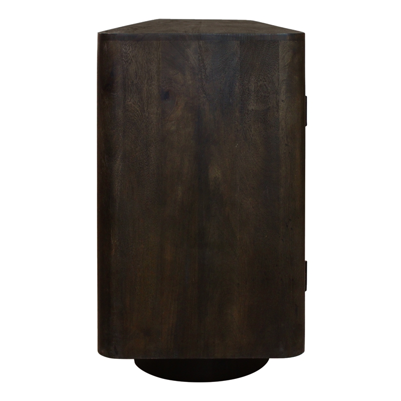 Pemberly Row Solid Mango Wood 6-Door Sideboard in Dark Brown Finish