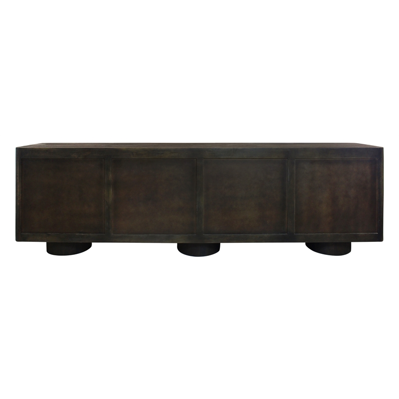 Pemberly Row Solid Mango Wood 6-Door Sideboard in Dark Brown Finish