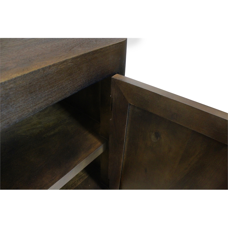 Pemberly Row Solid Mango Wood 6-Door Sideboard in Dark Brown Finish