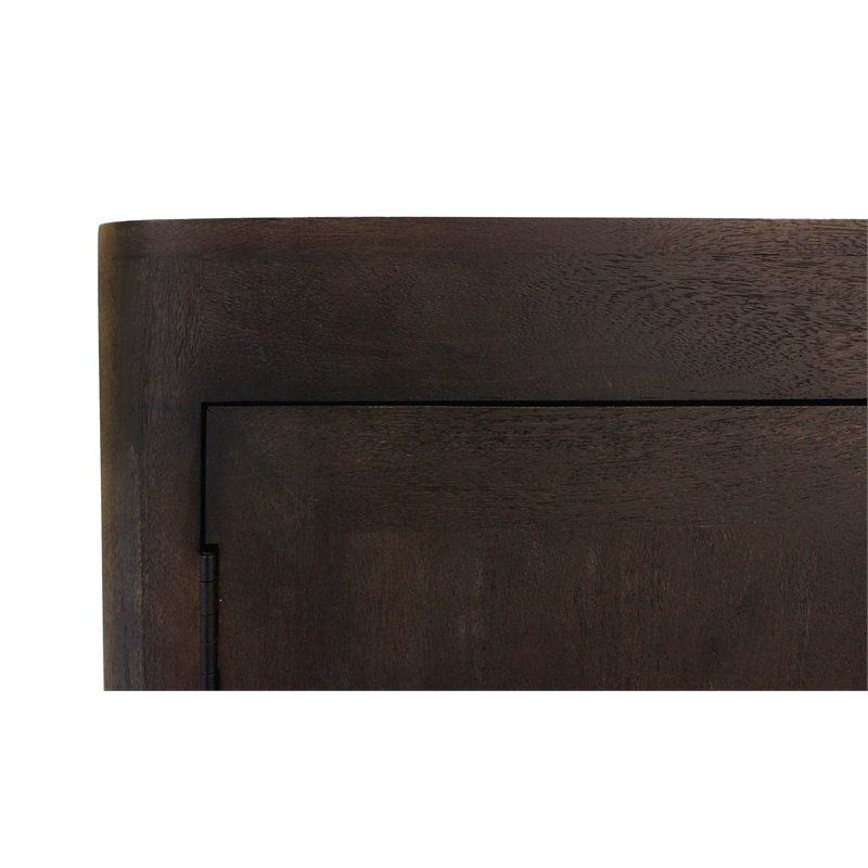 Pemberly Row Solid Mango Wood 6-Door Sideboard in Dark Brown Finish