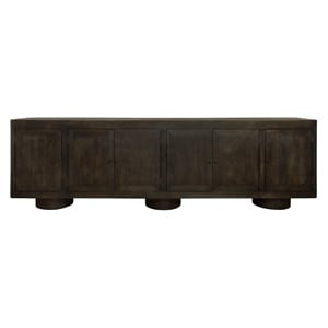Pemberly Row Solid Mango Wood 6-Door Sideboard in Dark Brown Finish