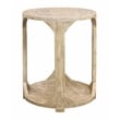 Pemberly Row Round Solid Mango Wood End Table with Shelf in Coastal Natural