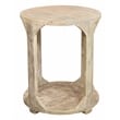 Pemberly Row Round Solid Mango Wood End Table with Shelf in Coastal Natural