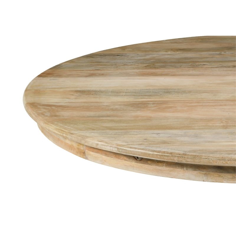 Pemberly Row Pedestal Dining Table in Coastal Natural Mango Solid Wood