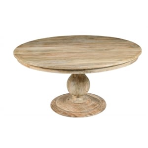 Pemberly Row Pedestal Dining Table in Coastal Natural Mango Solid Wood