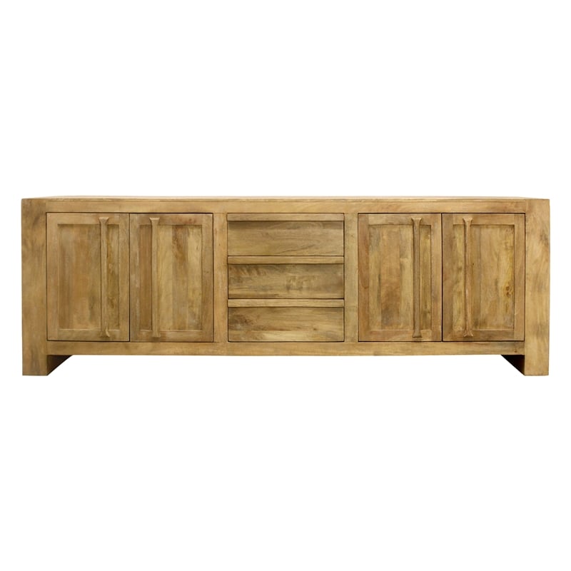Pemberly Row 3-Drawer 4-Door Solid Mango Wood Sideboard in Distressed Natural