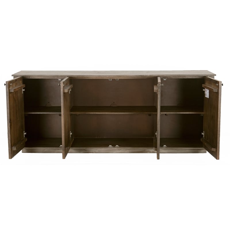 Pemberly Row 4-Door Solid Wood Sideboard in North Creek Brown Finish