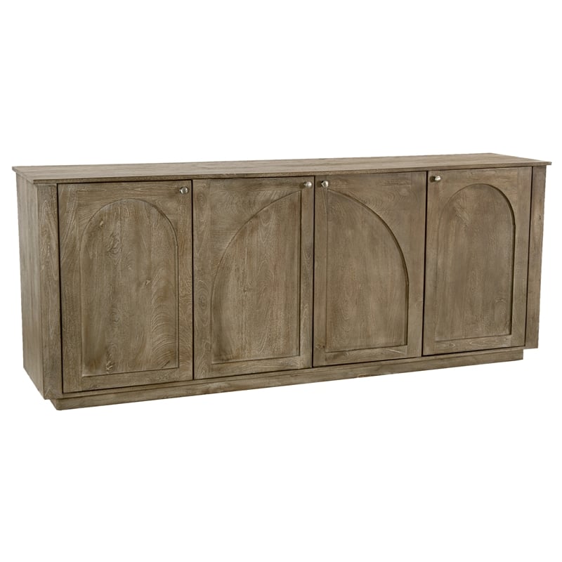 Pemberly Row 4-Door Solid Wood Sideboard in North Creek Brown Finish