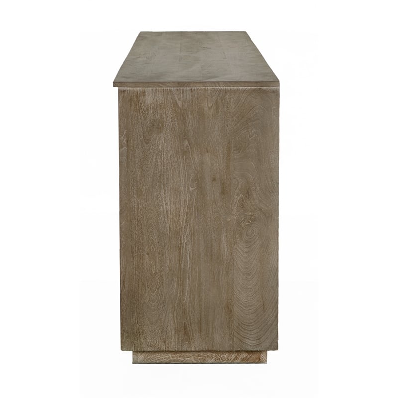 Pemberly Row 4-Door Solid Wood Sideboard in North Creek Brown Finish