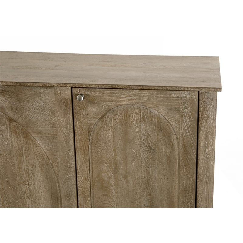 Pemberly Row 4-Door Solid Wood Sideboard in North Creek Brown Finish