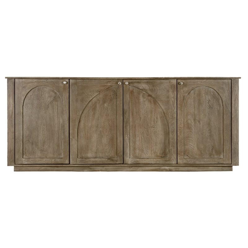 Pemberly Row 4-Door Solid Wood Sideboard in North Creek Brown Finish
