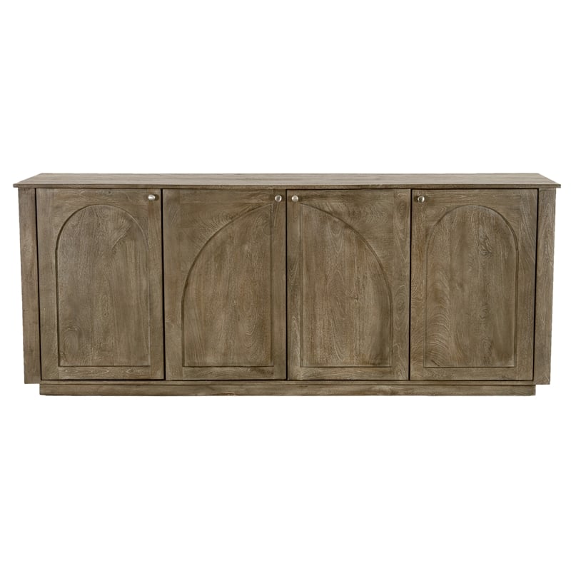 Pemberly Row 4-Door Solid Wood Sideboard in North Creek Brown Finish